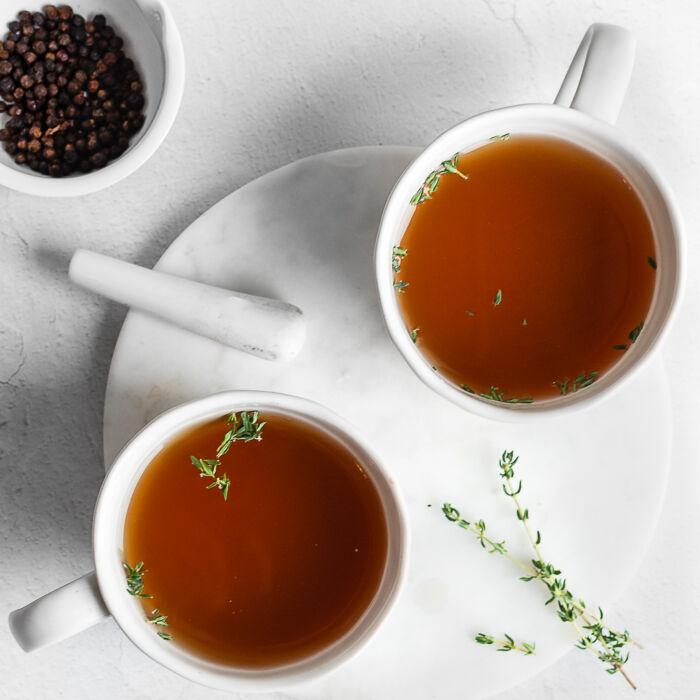 Beef Bone Broth With Black Pepper and Thyme