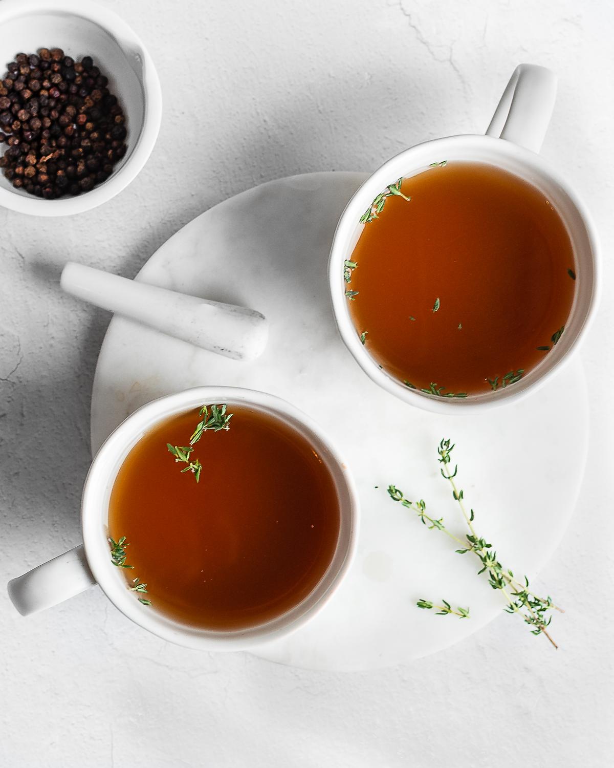 Beef Bone Broth With Black Pepper and Thyme