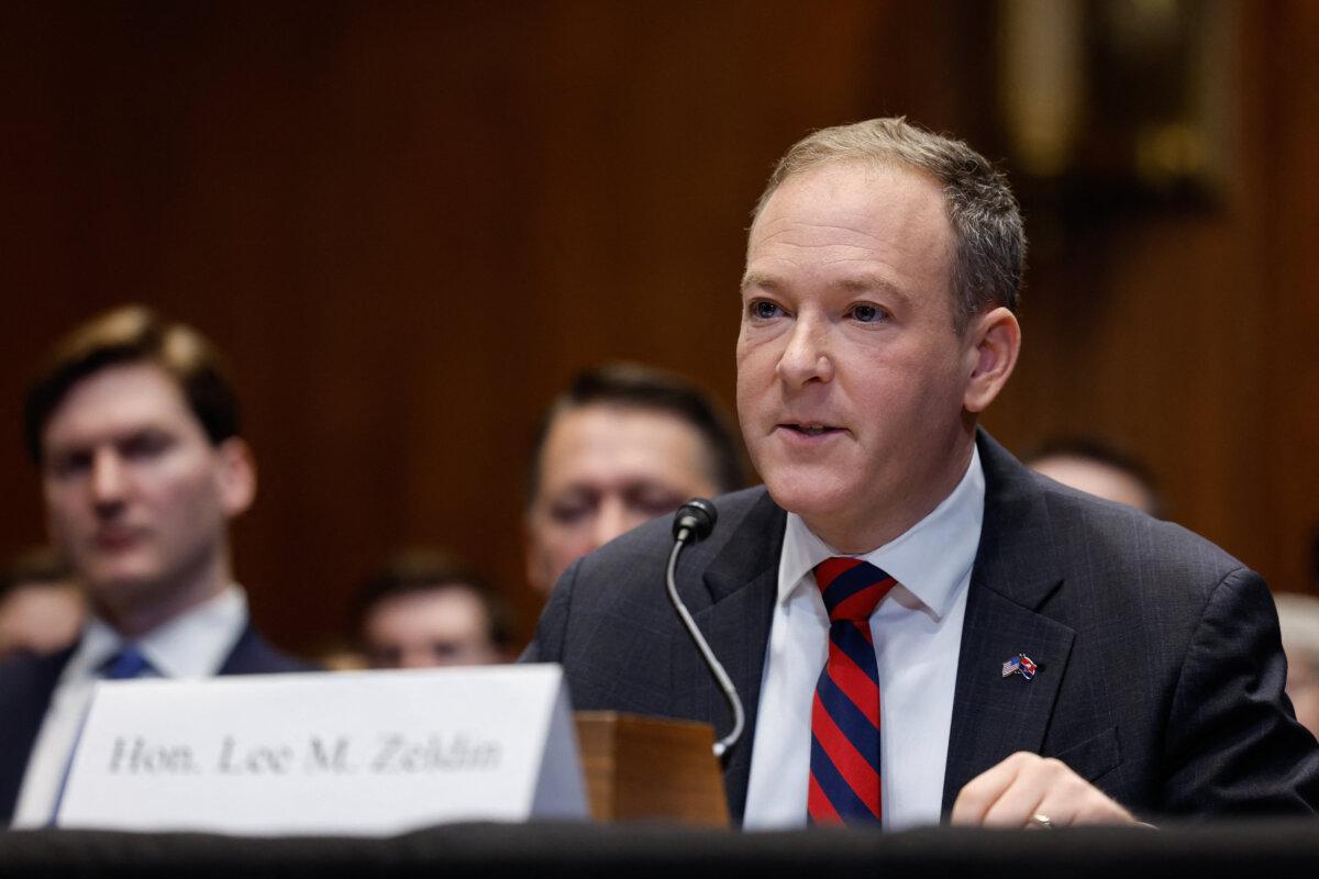 Former US Representative Lee Zeldin testifies before a Senate Environment and Public Works Committee hearing on his nomination to be Administrator of the Environmental Protection Agency, on Capitol Hill in on Jan. 16, 2025. (Ting Shen/AFP via Getty Images)
