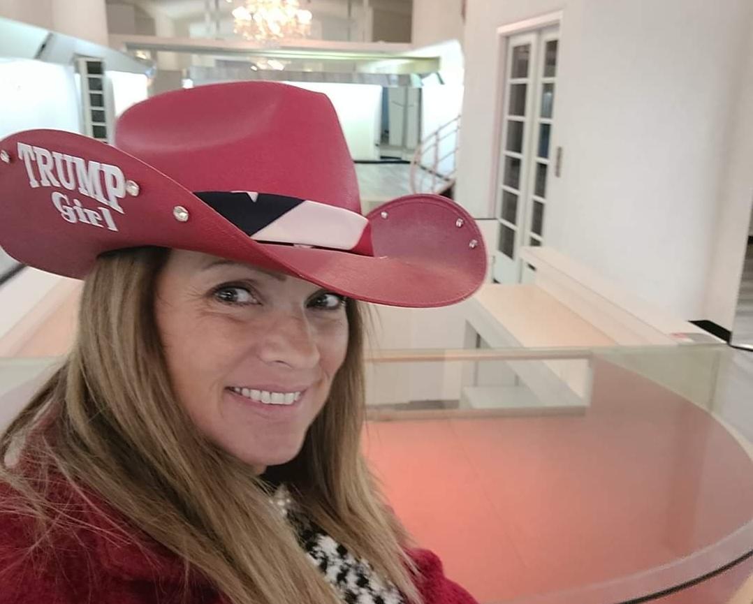JoAnne Mayer, 55, who lives near Scranton, Pa., is pictured in a 2024 photo with a cowboy hat supporting then-candidate Donald Trump's presidential reelection campaign. (Courtesy of JoAnne Mayer)