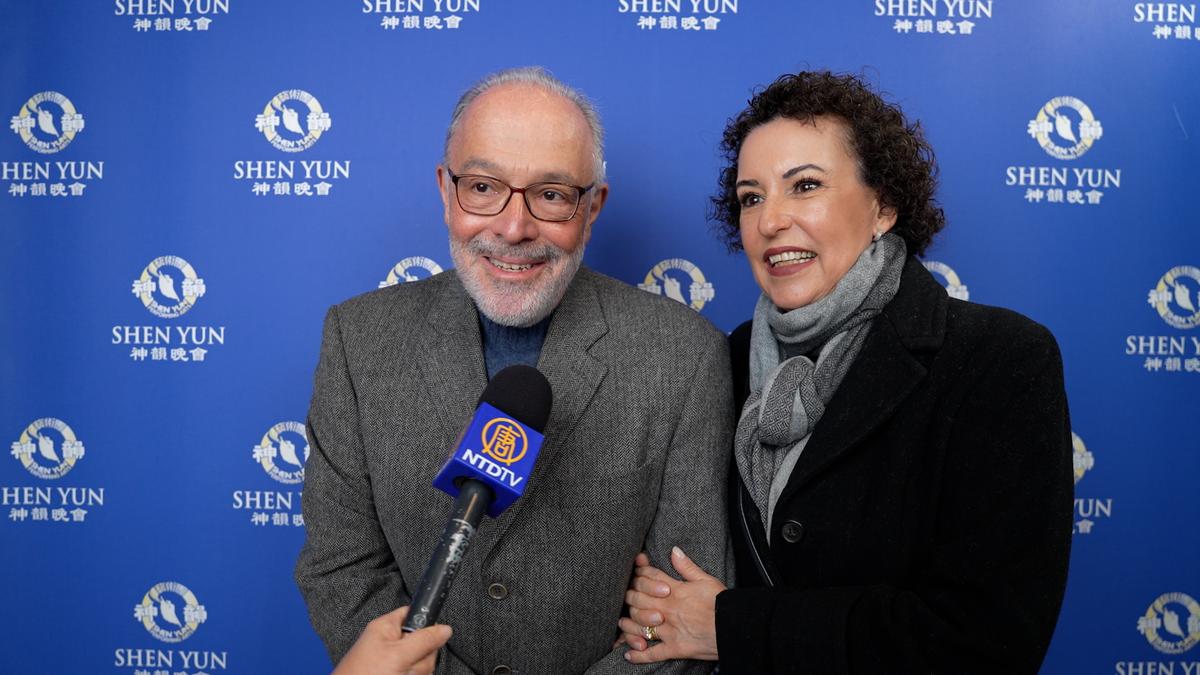 Luiz Oliveira and Mila Da Paola enjoyed Shen Yun at the Zénith in Toulouse, France, on Jan. 12, 2025. (NTD)