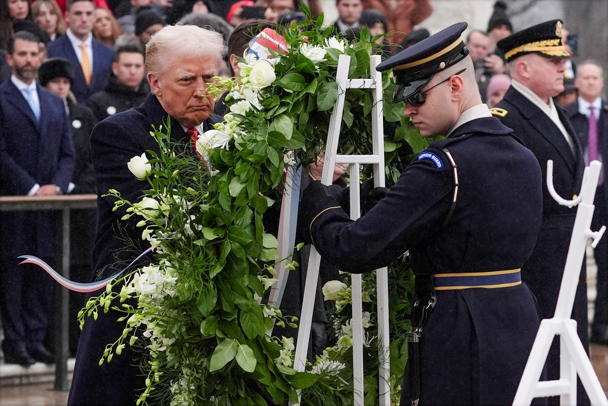 Trump Lays Wreath at Arlington National Cemetery Ceremony on Eve of Inauguration