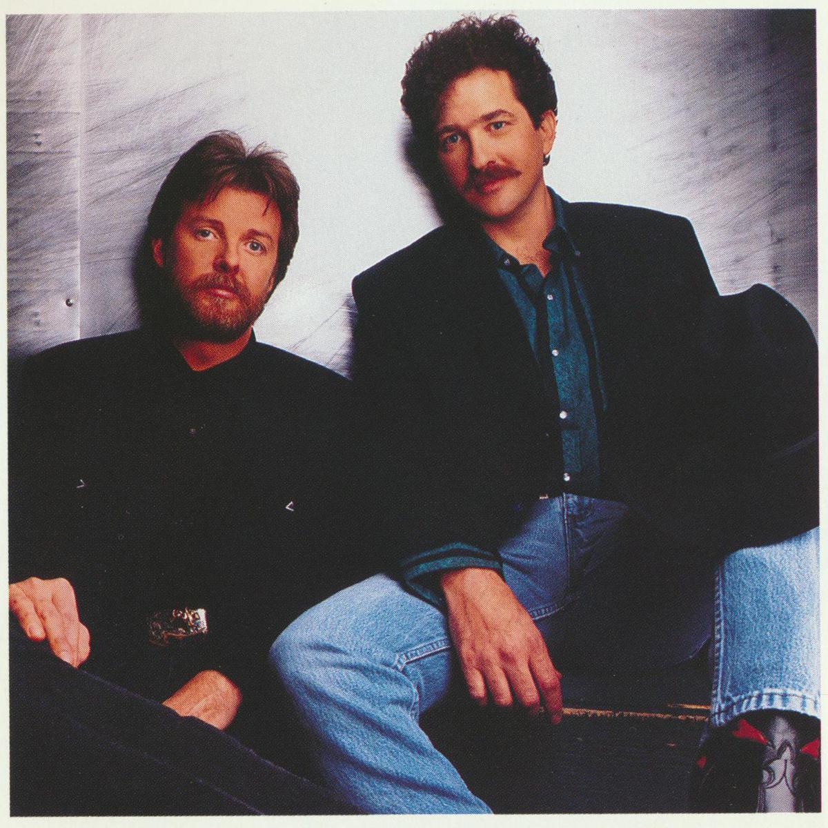 Ronnie Dunn (L) and Kix Brooks of Brooks & Dunn from their 1991 album “Brand New Man.” Internet Archive. (Public Domain)