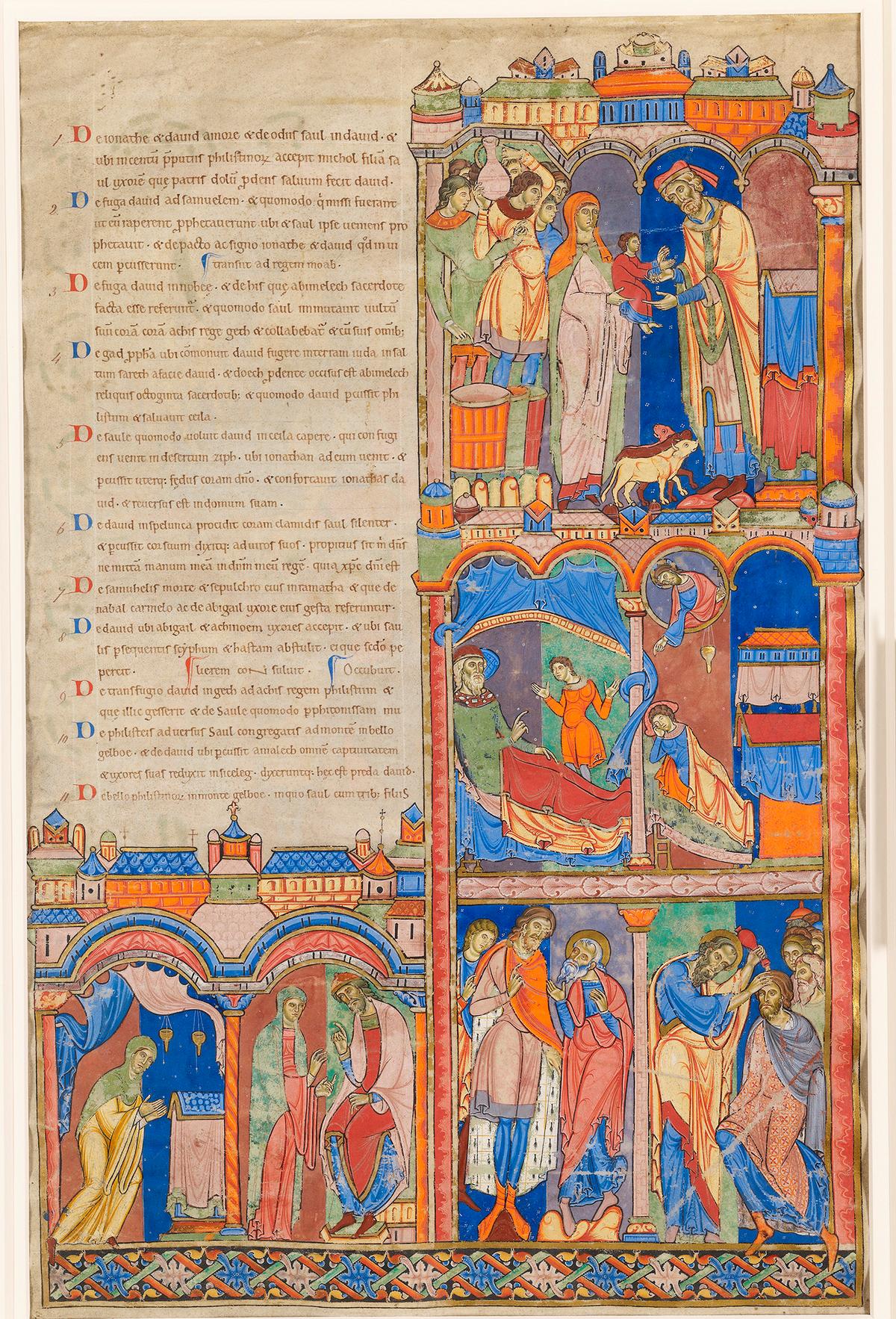 Single leaf from the Winchester Bible, in Latin Winchester, England, circa 1160–1180. (Courtesy of<br/>The Morgan Library & Museum)
