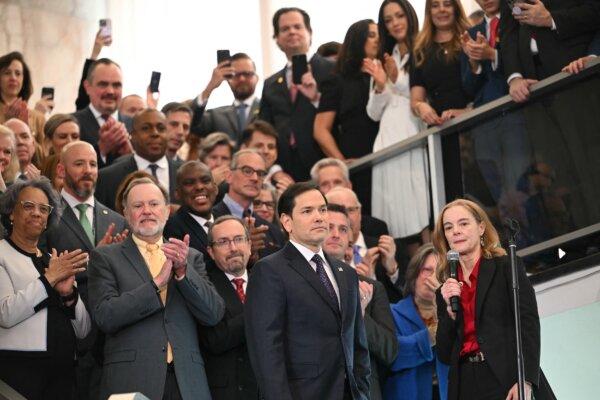 U.S. Secretary of State Marco Rubio waits to speak to employees upon arrival at the State Department in Washington on Jan. 21, 2025. (Andrew Caballero-Reynolds/AFP via Getty Images)