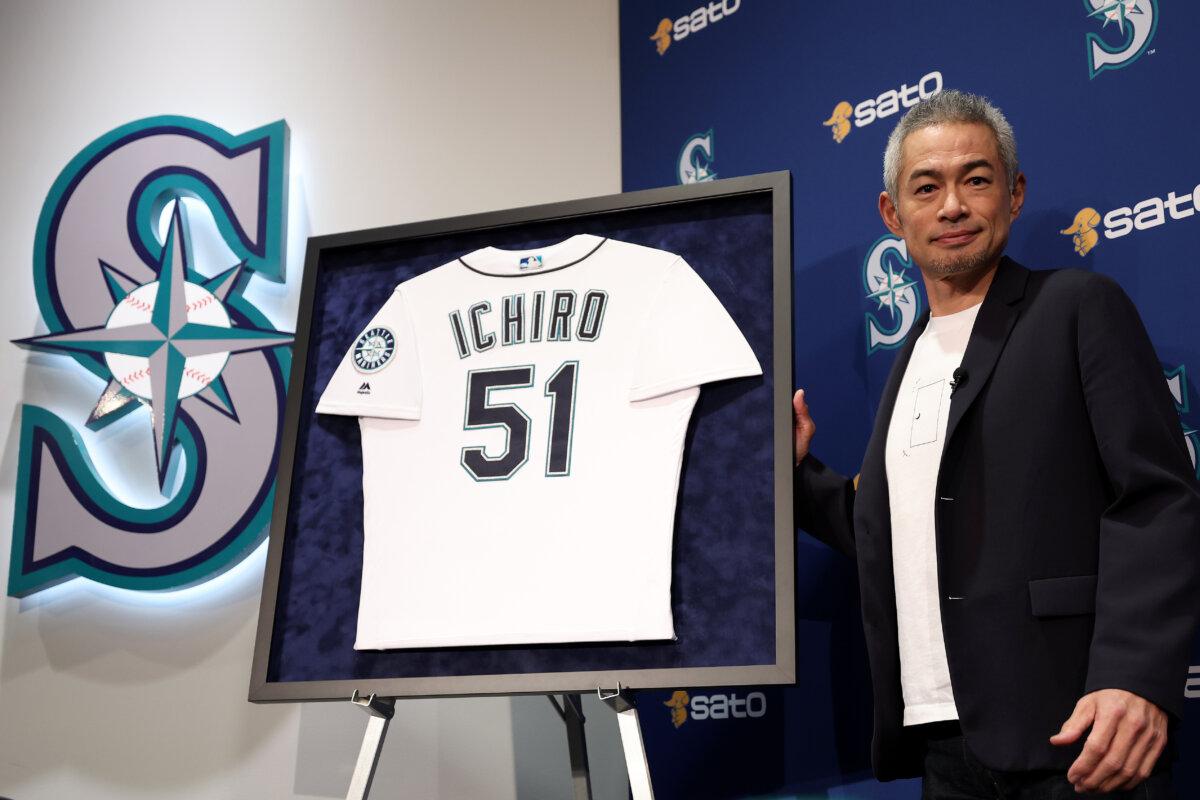 Former Seattle Mariners player Ichiro Suzuki after he was elected into the National Baseball Hall of Fame, on Jan. 21, 2025. (Steph Chambers/Getty Images)