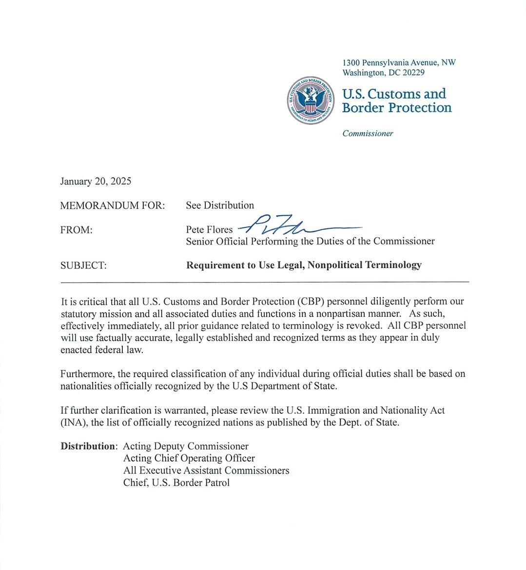 A CBP memo obtained by The Epoch Times states Biden-era terminology related to illegal immigration has been revoked.