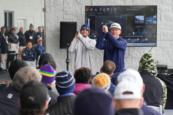 PGA Master Professional Joe Plecker, PGA, demonstrates golf swing training techniques in his coaching workshop during the PGA Show Demo Day at Orange County National Golf Center in Winter Garden, Fla., on Jan. 21, 2025. (Darren Carroll/PGA of America)