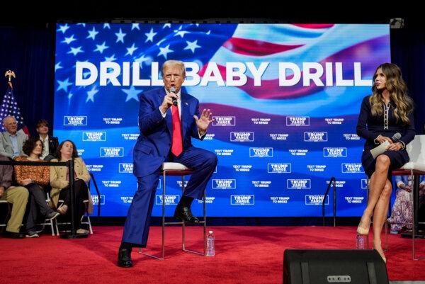 Republican presidential nominee former President Donald Trump speaks about oil drilling at a campaign town hall at the Greater Philadelphia Expo Center & Fairgrounds in Oaks, Pa., on Oct. 14, 2024. (Alex Brandon/AP Photo)