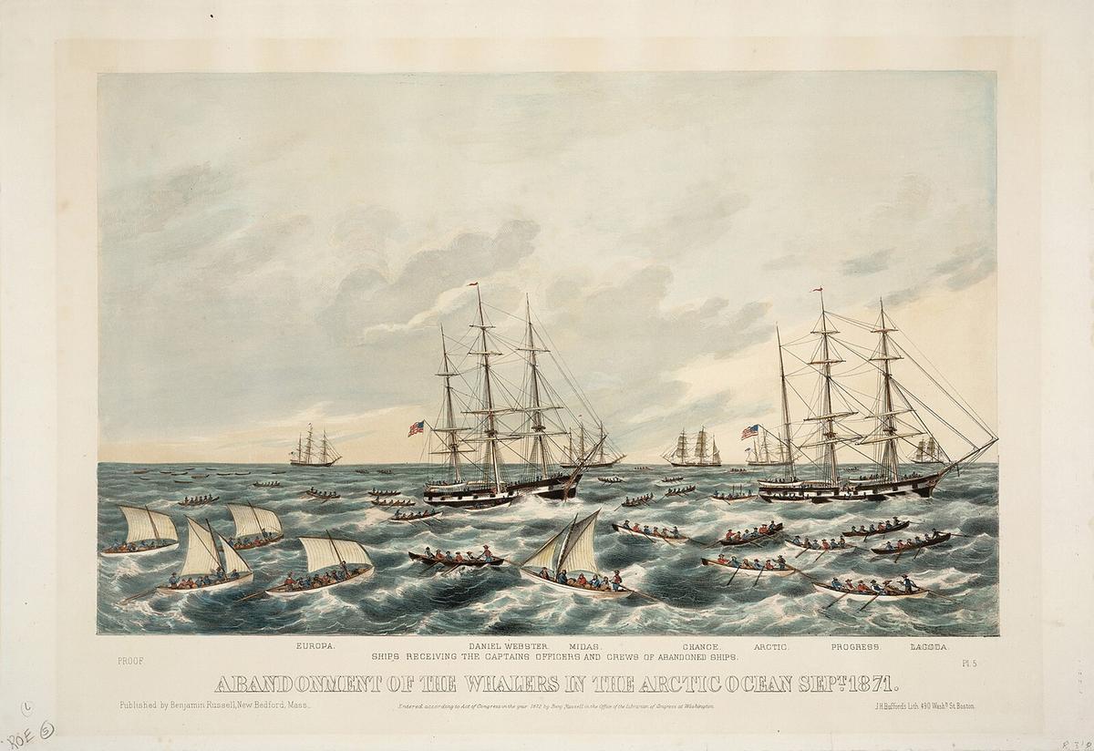 "Abandonment of the Whalers In The Arctic Ocean Sept. 1871" by John Perry Newell. Capt. Williams and his family were lucky to survive. (Public Domain)