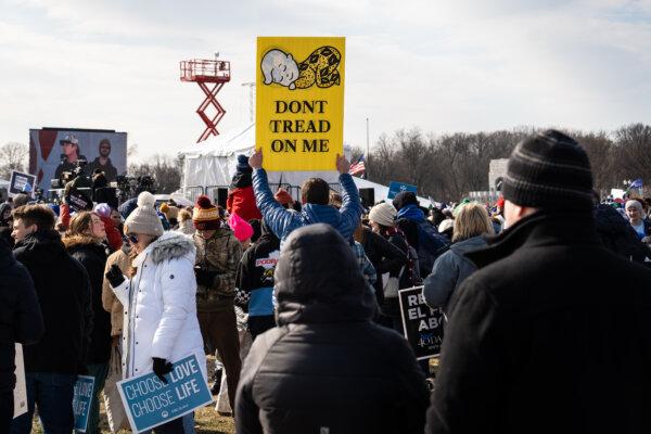 Pro-life advocates participate in a rally ahead of the National March for Life in Washington on Jan. 24, 2025. (Madalina Vasiliu/The Epoch Times)