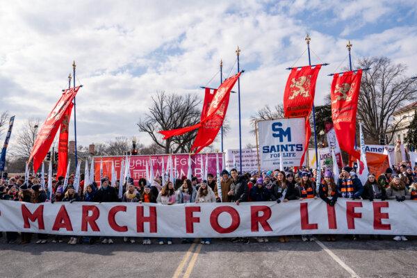 People take part in March for Life in Washington on Jan. 24, 2025. (Madalina Vasiliu/The Epoch Times)