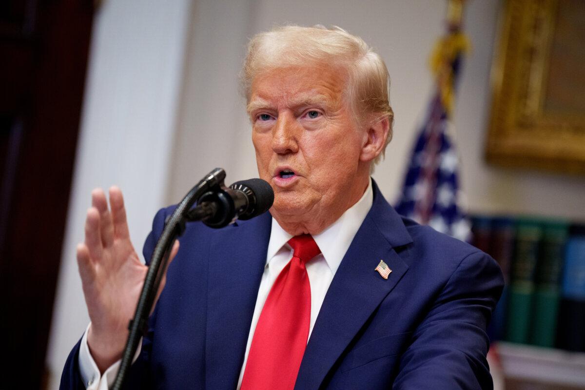 President Donald Trump speaks during a news conference in the Roosevelt Room of the White House in Washington on Jan. 21, 2025. (Andrew Harnik/Getty Images)