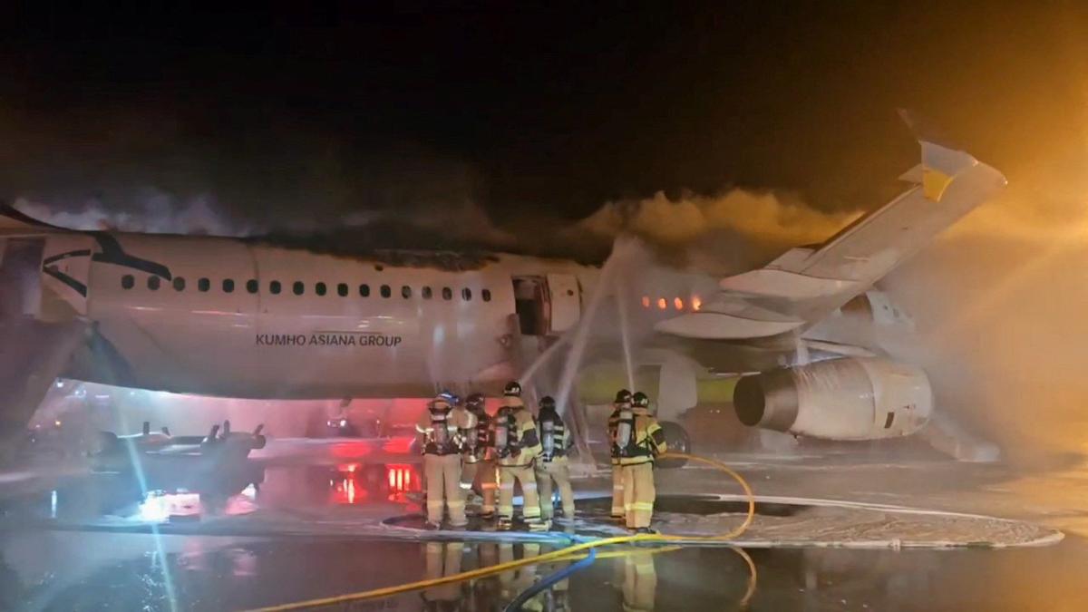 Air Busan Airbus Plane Catches Fire at South Korea’s Busan Airport