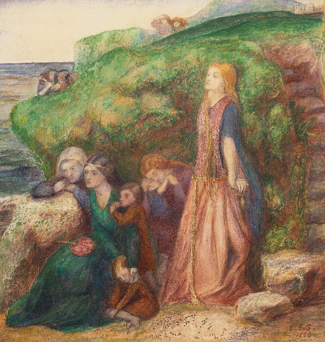 "Sir Patrick Spens," 1856, by Elizabeth Siddal. Watercolor on paper; 9 2/5 inches by 9 inches. Tate Britain, London. (Public Domain)