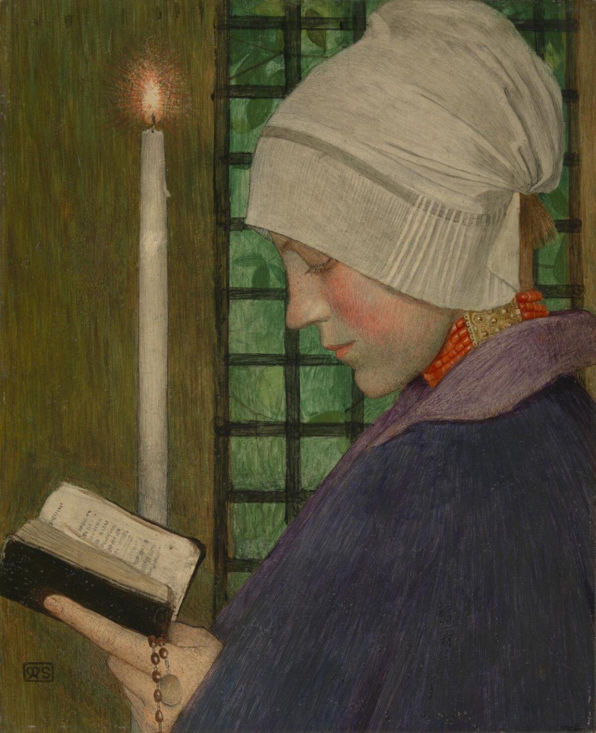 "Candlemas Day," circa 1901, by Marianne Stokes. The Christmas tradition of Candlemas involved the blessing of candles on Feb. 2. (Public Domain)