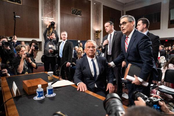 President Donald Trump’s nominee for Secretary of Health and Human Services, Robert F. Kennedy, Jr., arrives to testify on Capitol Hill in Washington on Jan. 29, 2025. (Madalina Vasiliu/The Epoch Times)