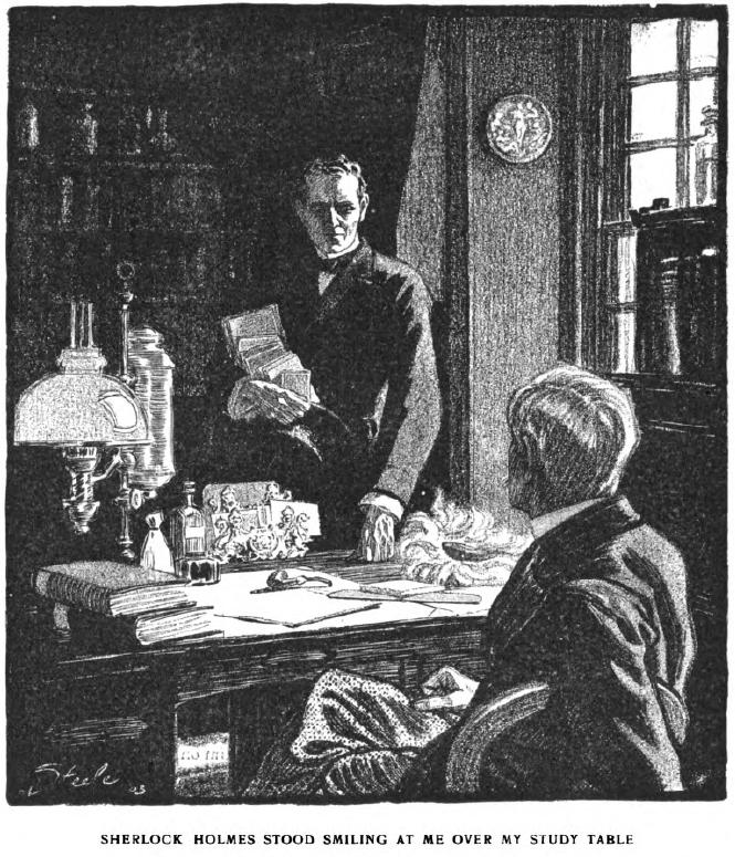 Illustration by Frederic Dorr Steele for Arthur Conan Doyle's Sherlock Holmes story "The Adventure of the Empty House," published in Collier's on Sept. 26, 1903. (Public Domain)