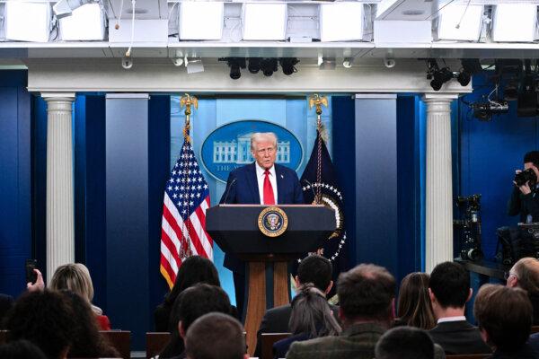 President Donald Trump speaks about the midair crash between American Airlines flight 5342 and a military helicopter in Washington, in the Brady Press Briefing Room at the White House on Jan. 30, 2025. (Roberto Schmidt/AFP via Getty Images)