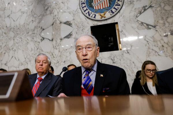 Sen. Chuck Grassley (R-Iowa) speaks as Kash Patel, President Donald Trump’s nominee for director of the FBI, testifies during his confirmation hearing before the Senate Judiciary Committee in Washington on Jan. 30, 2025. (Anna Moneymaker/Getty Images)