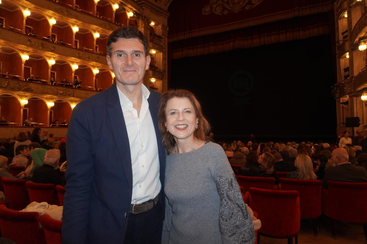 Maria Serena Patriarca and her husband Valerio Buonolo enjoyed Shen Yun at the Teatro dell’Opera di Roma on Feb. 2, 2025. (Mary Man/The Epoch Times)