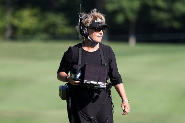 CBS broadcaster Dottie Pepper will walk the course on August 23, 2020 at TPC Boston in Norton, Massachusetts (Rob Carr/Getty Images)
