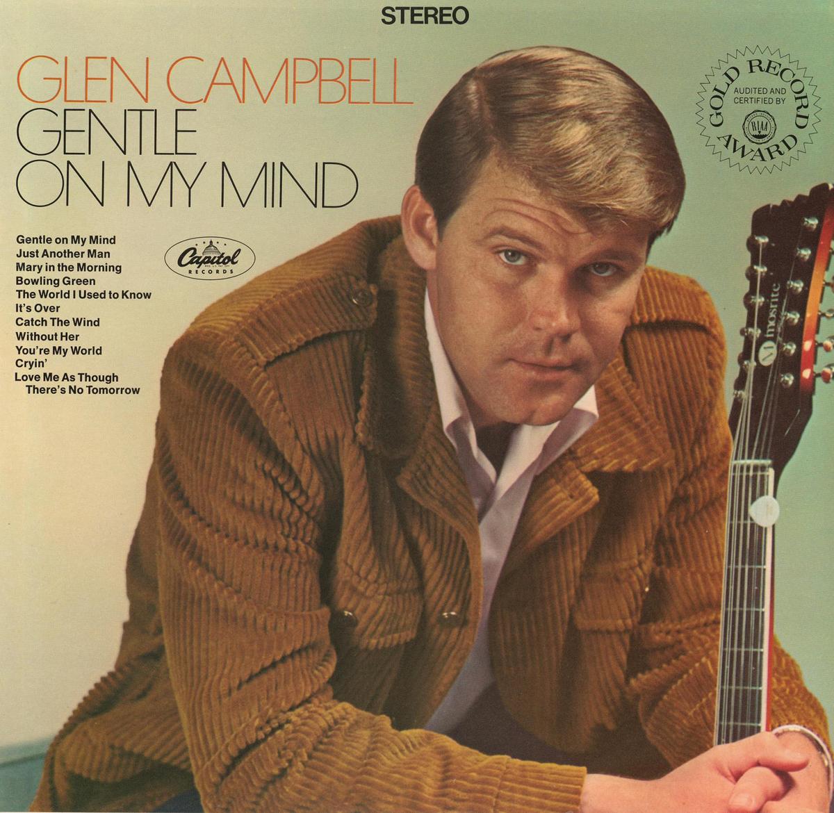 The cover of Glen Campbell's 1967 album "Gentle on My Mind." Internet Archive. (Public Domain)