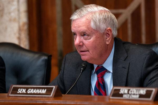 Sen. Lindsey Graham (R-S.C.) speaks at a Senate Appropriations subcommittee on state, foreign operations, and related programs hearing on Capitol Hill in Washington on May 21, 2024. (Kent Nishimura/Getty Images)
