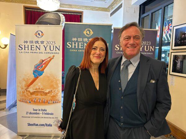 Francesca di Stefano and Stefano Salvitti at the Shen Yun Performing Arts performance at Teatro dell’Opera di Roma on Feb. 3, 2025. (Alessandor Starnoni/The Epoch Times)