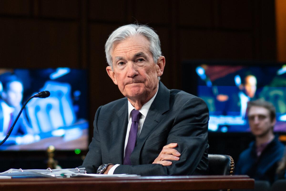 Federal Reserve Chairman Jerome Powell testifies before the Senate Committee on Banking, Housing, and Urban Affairs on Capitol Hill in Washington on Feb. 11, 2025. (Madalina Vasiliu/The Epoch Times)