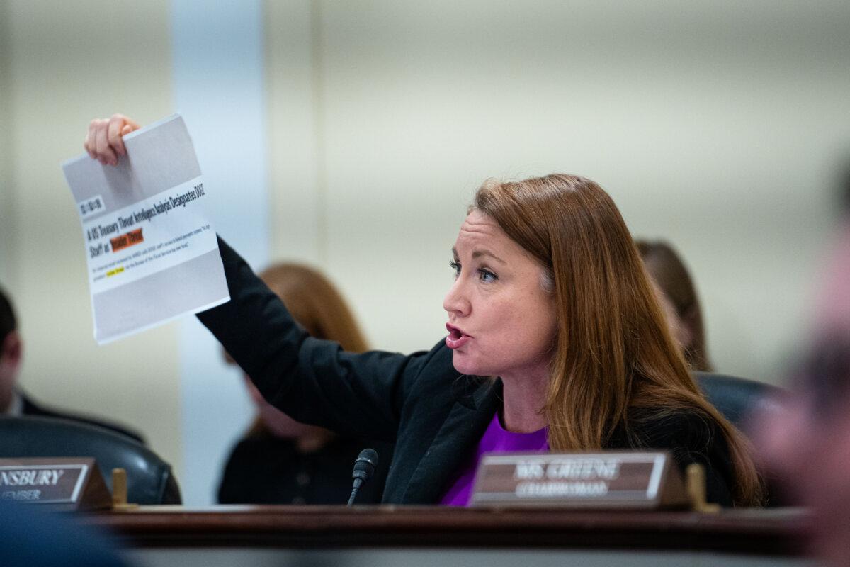 Ranking Member Rep. Melanie Stansbury (D-N.M.) speaks during the Subcommittee on Delivering On Government Efficiency (DOGE) hearing in Washington on Feb. 12, 2025. (Madalina Vasiliu/The Epoch Times)