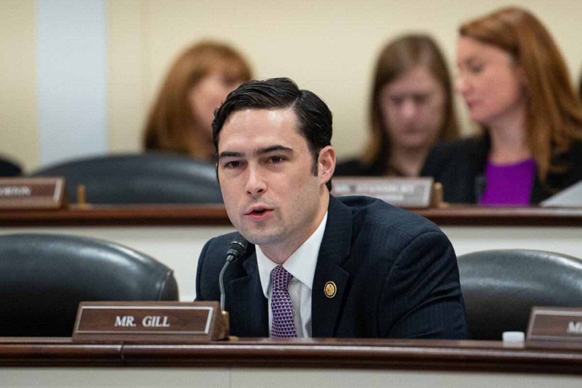 Rep. Brandon Gill (R-Texas) speaks at the Subcommittee on Delivering On Government Efficiency (DOGE) hearing in Washington on Feb. 12, 2025. (Madalina Vasiliu/The Epoch Times)