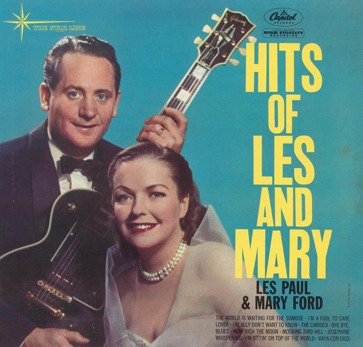 Cover for the 1960 album "Hits of Les and Mary" featuring "Mockin' Bird Hill" and "Vaya con Dios." Internet Archive. (Public Domain)