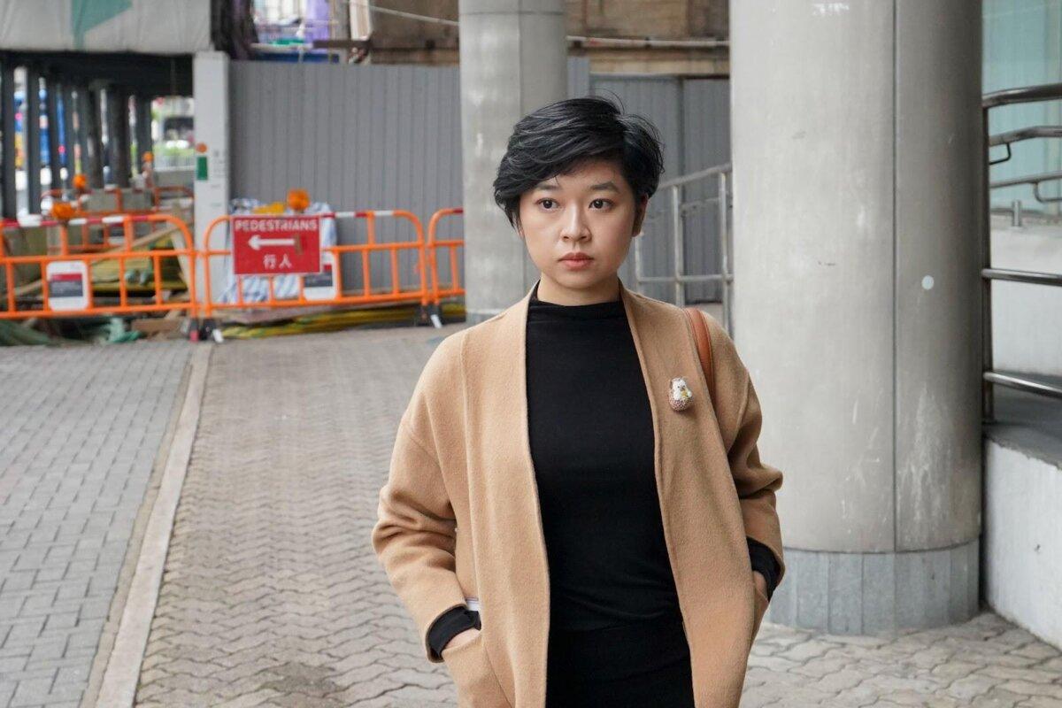 Hong Kong Journalists Association Chair Selina Cheng outside The Eastern District Court in Hong Kong on Feb. 13, 2025. (Adrian Yu/The Epoch Times)