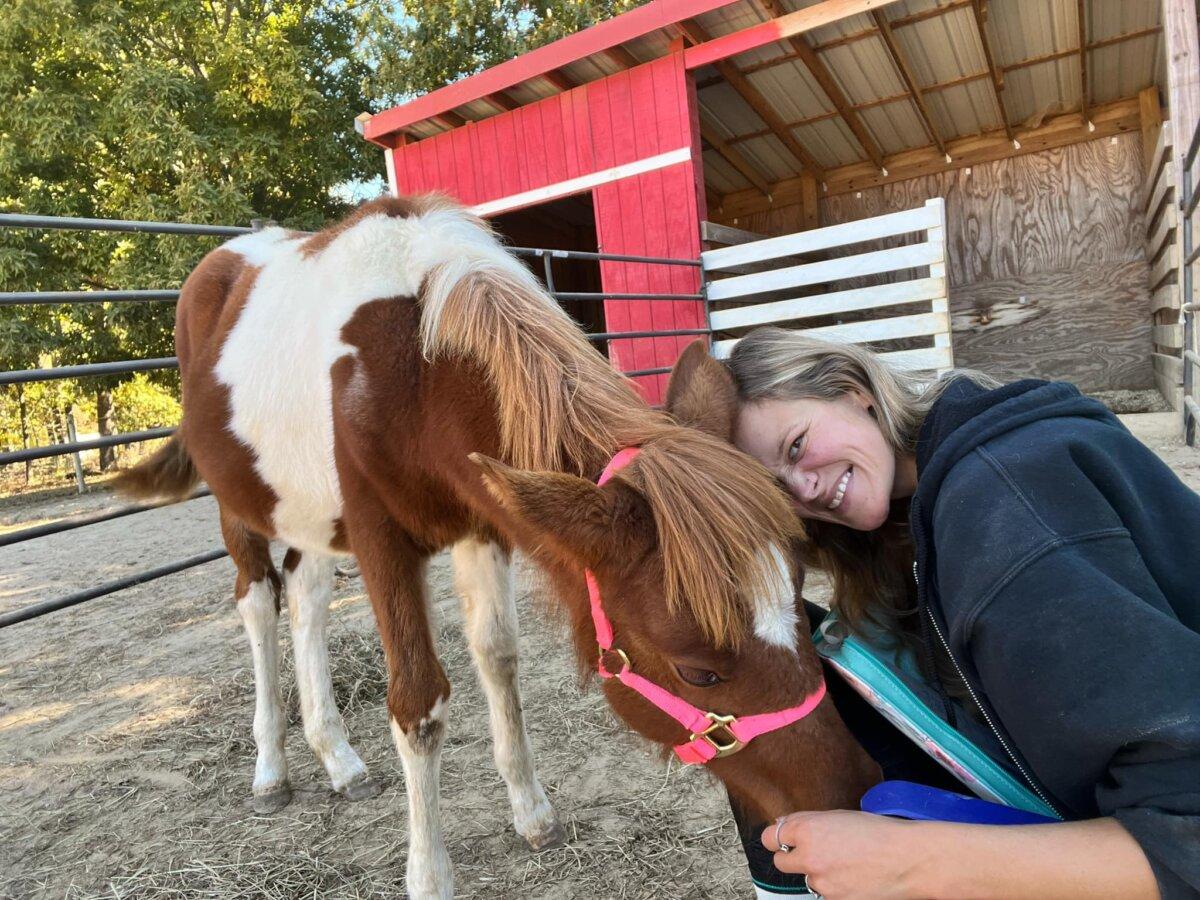 Meagan Fulmer with her Chincoteague pony foal, Gracie, in Temperanceville, Va. (Courtesy of Meagan Fulmer)