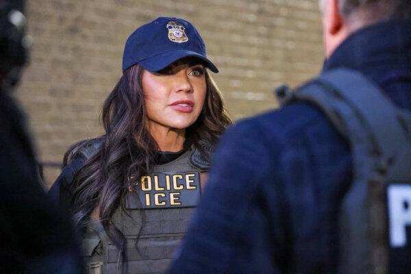 Homeland Security Secretary Kristi Noem in a file photograph. (U.S. Immigration and Customs Enforcement via Getty Images)