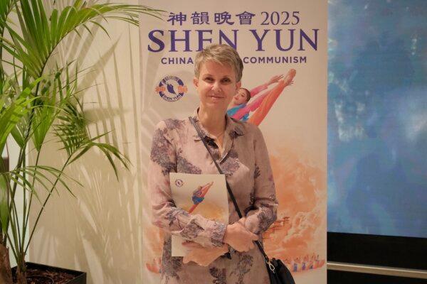 Anca Suciu, a physician, watches Shen Yun Performing Arts at the Kiri Te Kanawa Theatre, Aotea Centre in Auckland, New Zealand, on Feb. 22, 2025. (Nancy Yang/The Epoch Times)