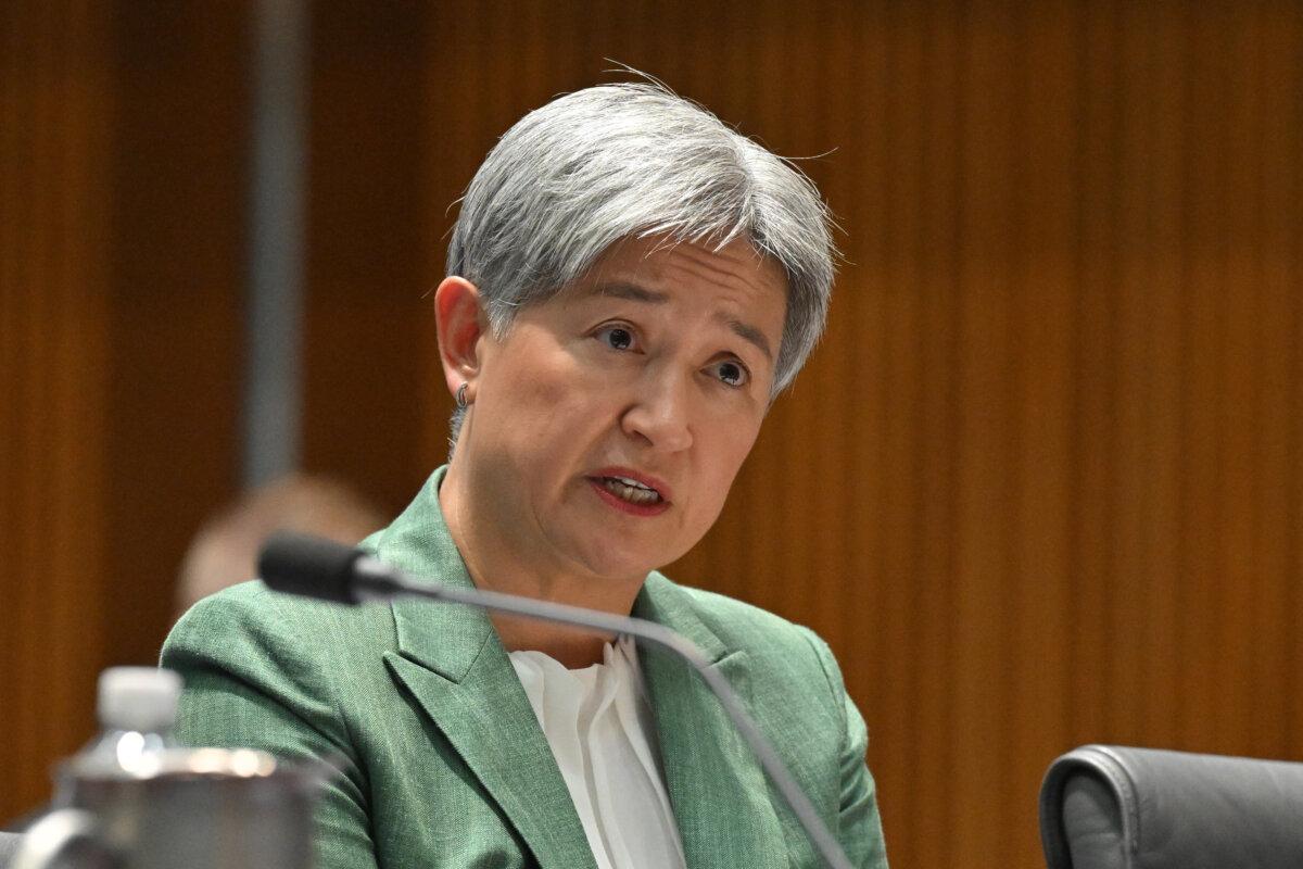 Minister for Foreign Affairs Penny Wong during Senate Estimates at Parliament House in Canberra, Australia on Feb. 27, 2025. (AAP Image/Mick Tsikas)