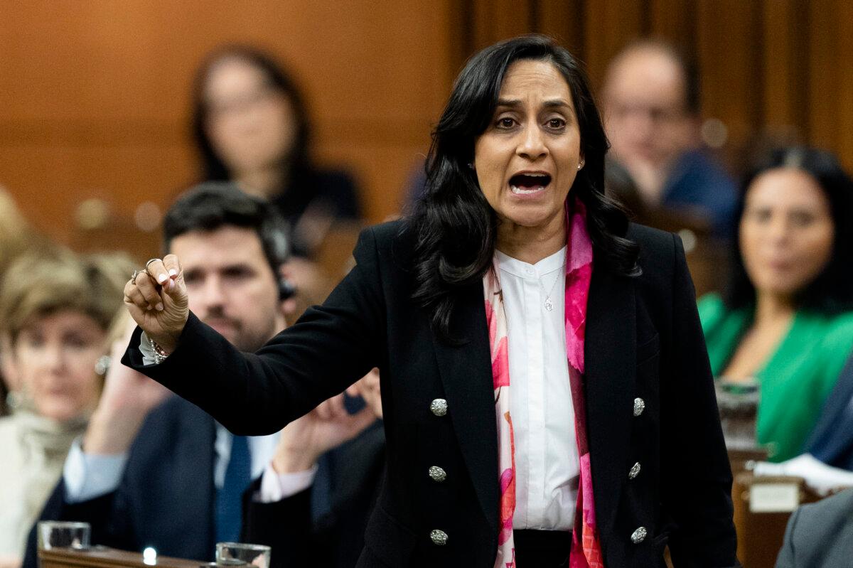 Transport Minister Anita Anand rises during question period in Ottawa on Dec. 17, 2024. (The Canadian Press/Adrian Wyld)
