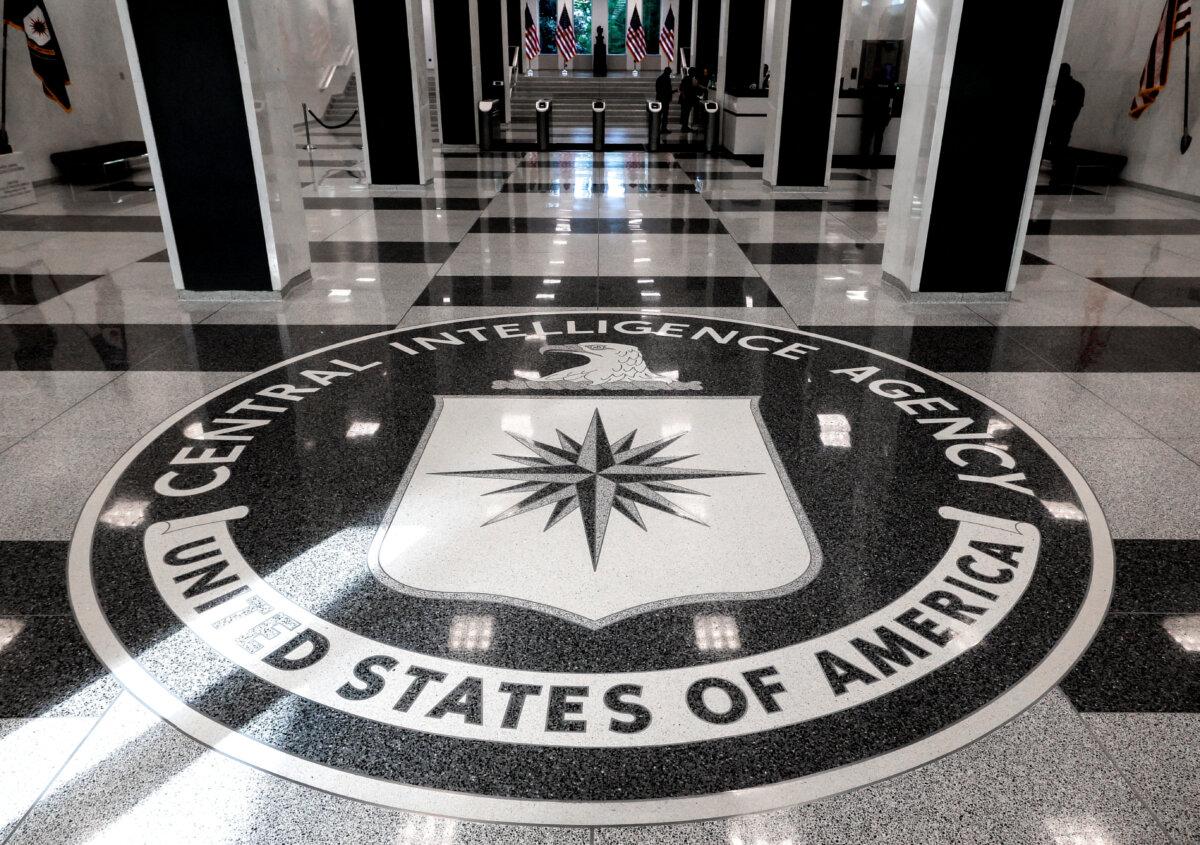 The seal of the Central Intelligence Agency is shown at the entrance of the CIA headquarters in McLean, Va., Sept. 24, 2022. (Evelyn Hockstein/Reuters)