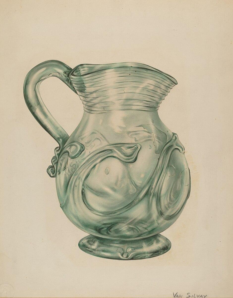 "Glass Pitcher," 1935/1942, by Van Silvay. Watercolor and graphite on paper; 14 3/8 inches by 11 7/16 inches. National Gallery of Art (Public Domain)