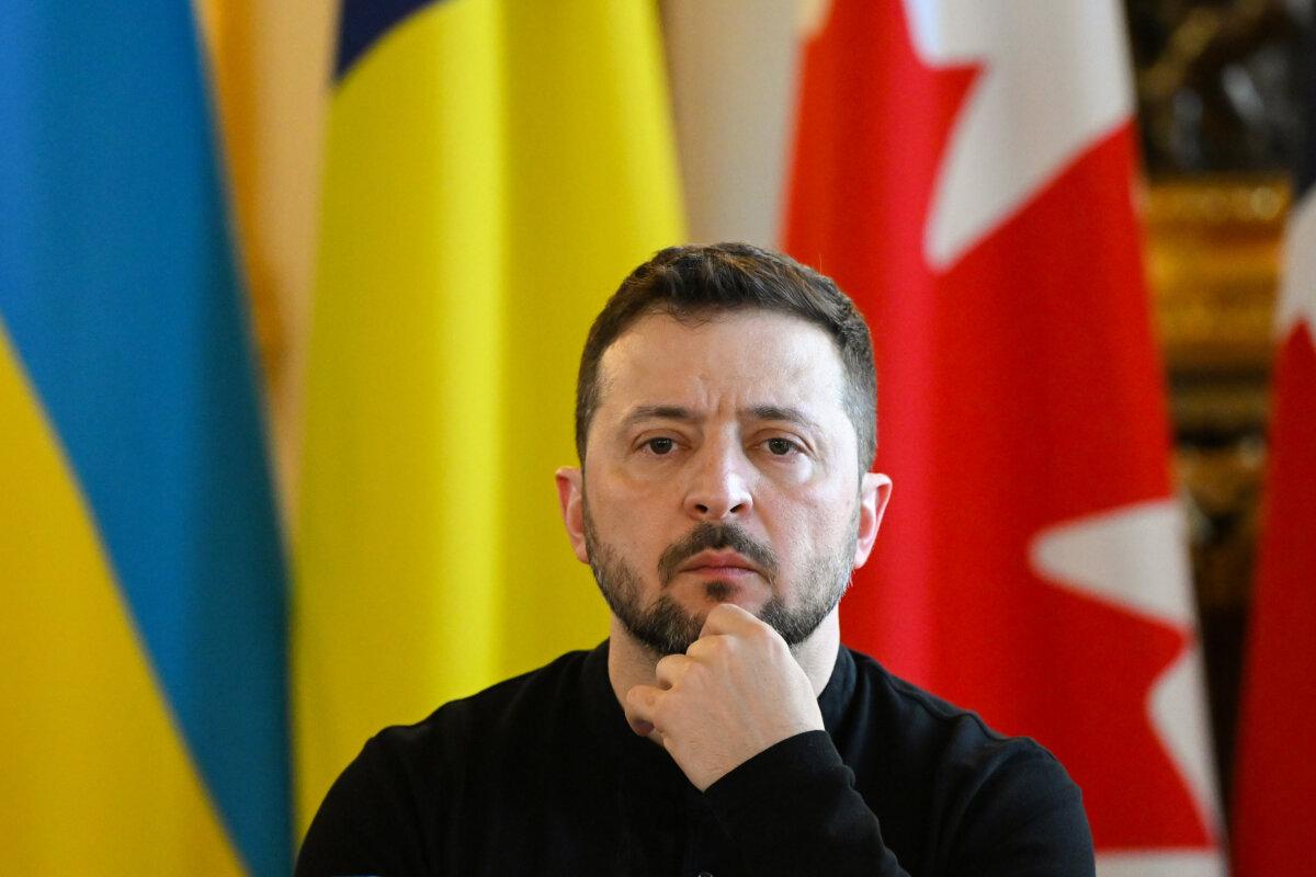Ukraine's President Volodymyr Zelensky prepares for a plenary meeting at Lancaster House during the European leaders' summit in London, England, on March 2, 2025. (Justin Tallis - WPA Pool/Getty Images)