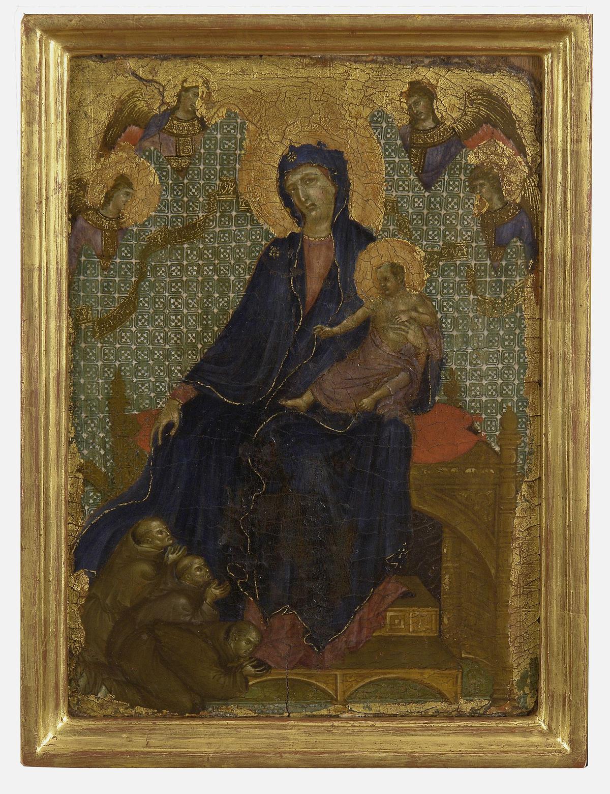 "Madonna of the Franciscans," circa 1300, by Duccio. Tempera on wood; 9 1/4 inches by 6 3/10 inches. The National Art Gallery, Sienna. (Courtesy of Louvre Museum)