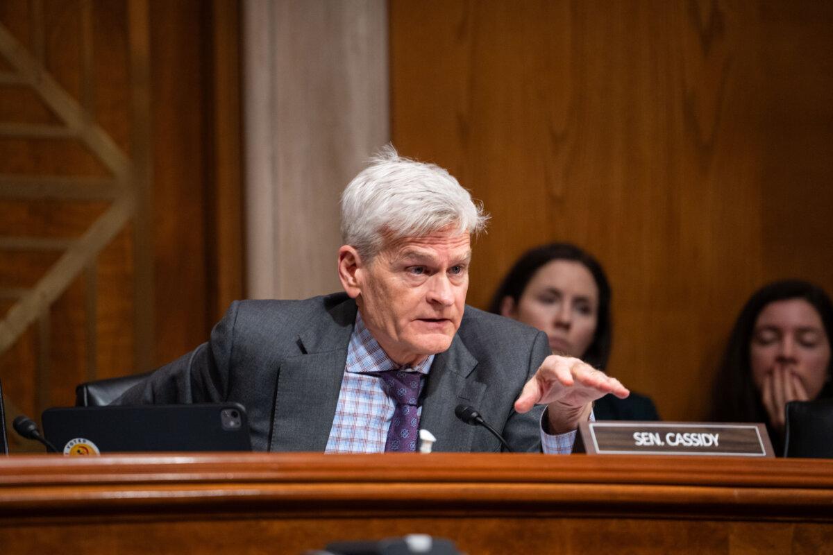 Sen. Bill Cassidy (R-La.) speaks during a hearing in Washington on March 5, 2025. (Madalina Vasiliu/The Epoch Times)