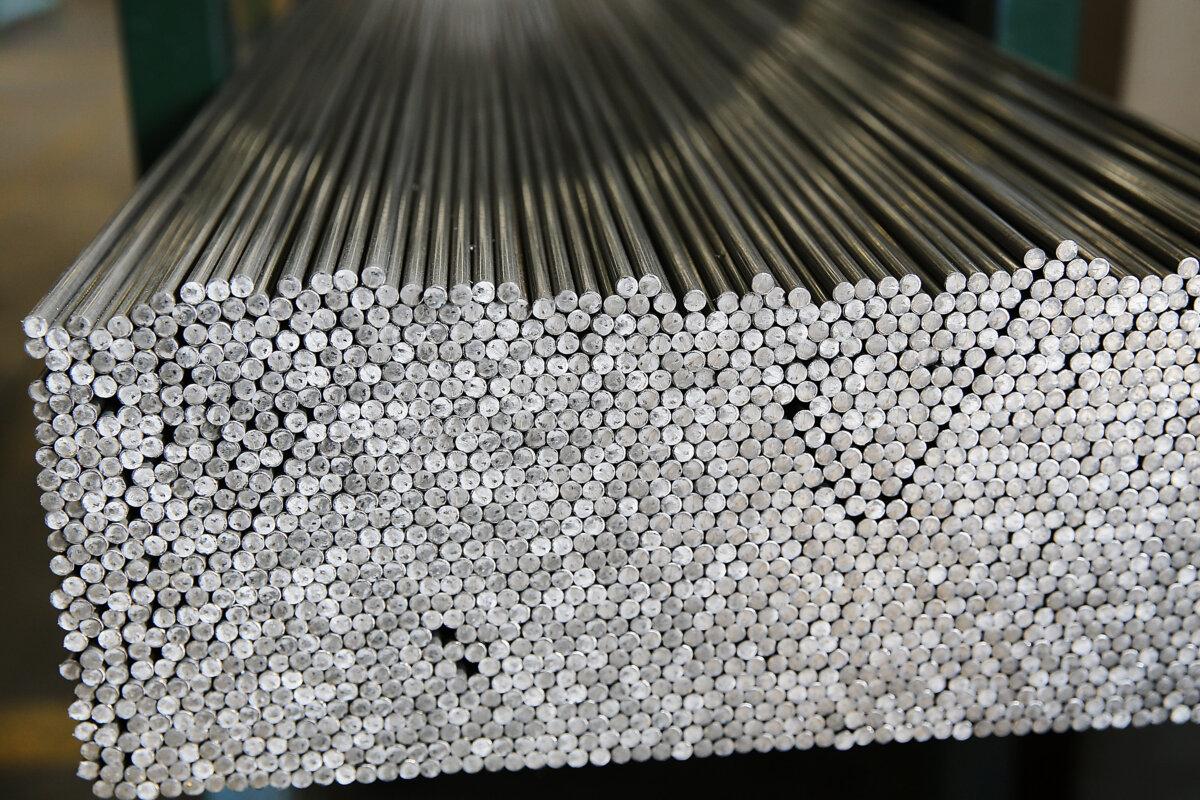 A general view of steel rods at a manufacturing plant in Adelaide, Australia, on Aug. 12, 2013. (Morne de Klerk/Getty Images)