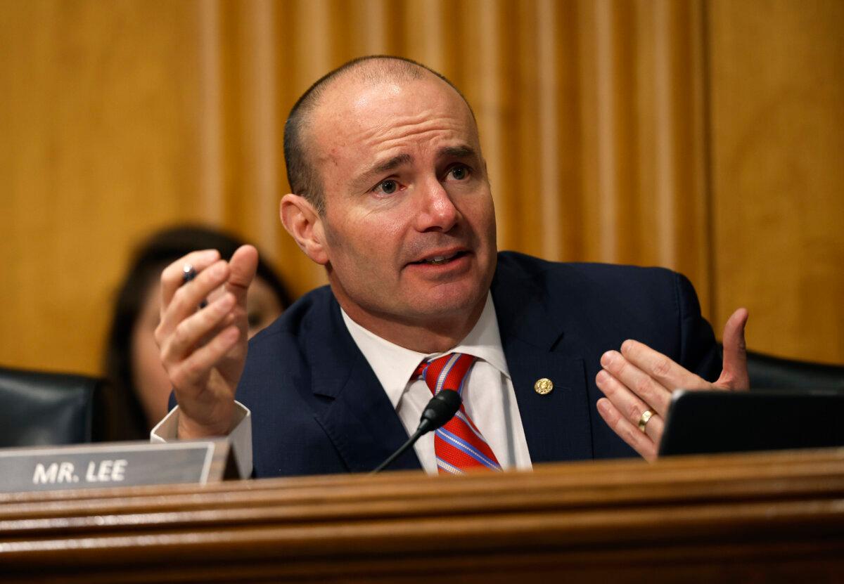 Sen. Mike Lee (R-Utah) during a Senate Foreign Relations hearing at Dirksen Senate Office Building in Washington on Jan. 15, 2025. (Kevin Dietsch/Getty Images)