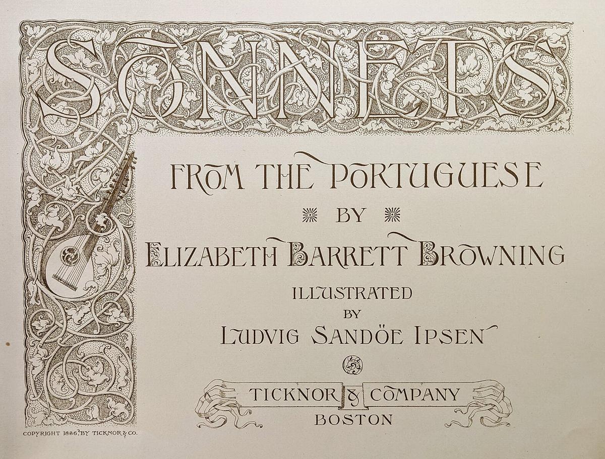 A title page from the 1886 edition of "Sonnets from the Portuguese," by Elizabeth Barrett Browning. (Public Domain)