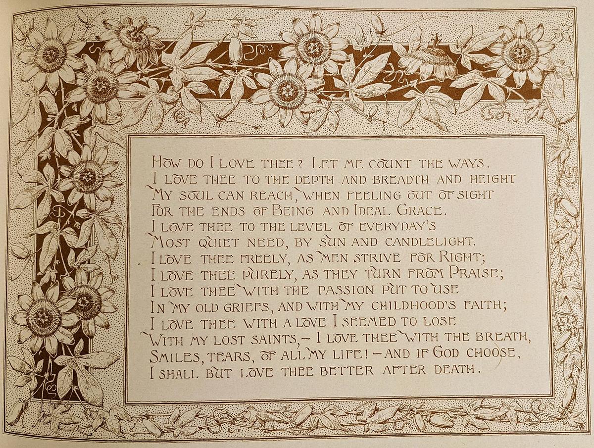 Elizabeth Barrett Browning's "Sonnet 42," printed here in an 1886 edition of "Sonnets from the Portuguese," is one of her most famous works.