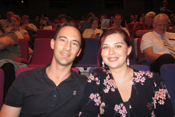 Jared Leendertz and his wife enjoy Shen Yun Performing Arts in Gold Coast, Australia, on March 13, 2025. (Jing Li/The Epoch Times)