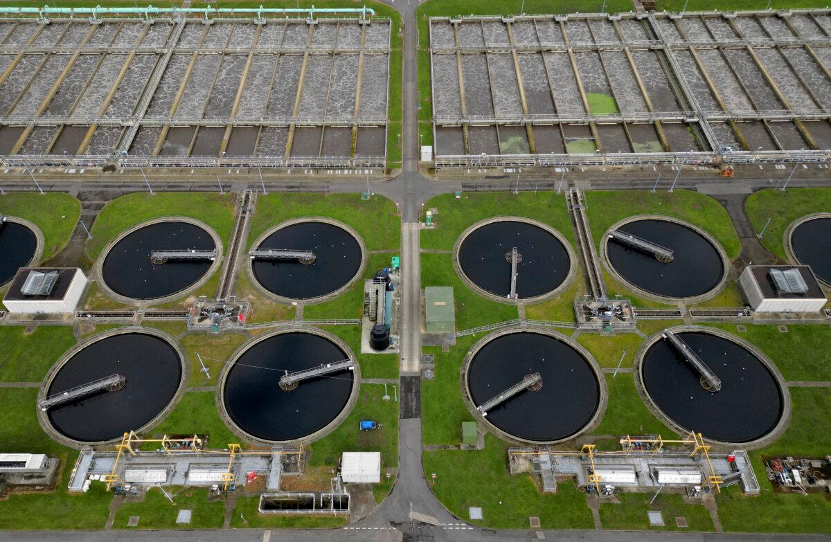 Thames Water's Beddington Sewage Treatment Works, near Croydon, south London on March 14, 2025. (Ben Stansall/AFP via Getty Images)